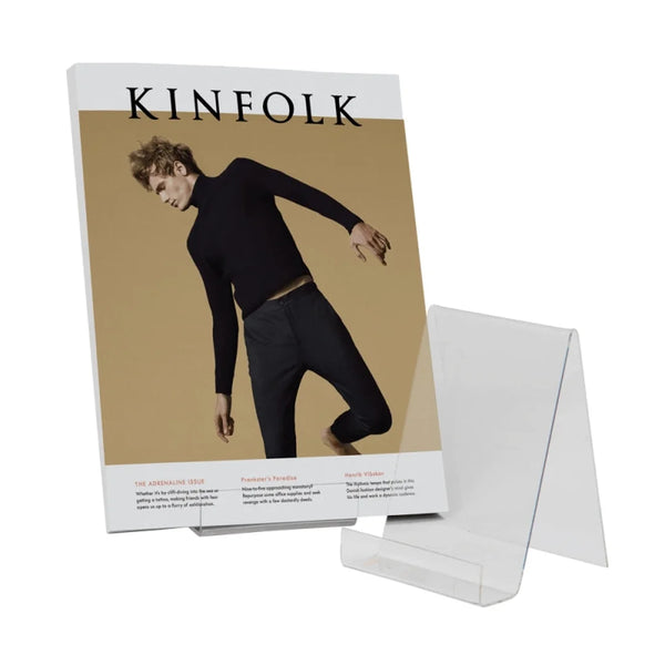 Présentoir à livre en acrylique transparent avec arrêt, 4 formats, pour librairie, musée et boutique