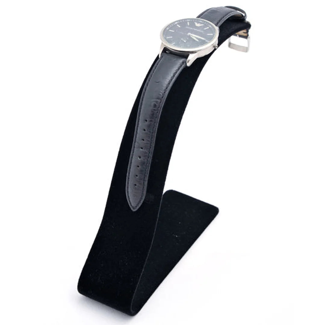 Présentoir professionnel en métal floqué velours noir pour montres et bracelets, H 16 cm