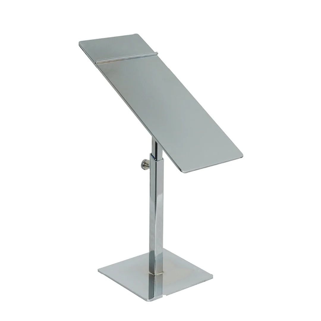 Présentoir de table pour chaussure en métal chromé, hauteur réglable 36-55 cm, base 10x10 cm