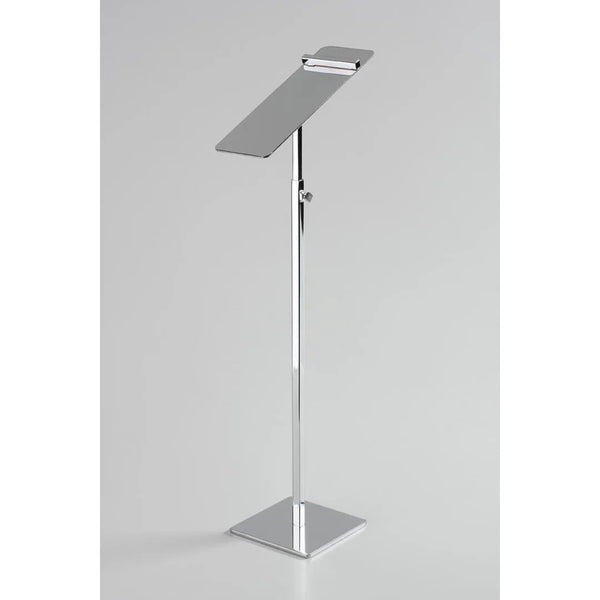 Présentoir de table chromé pour chaussure à hauteur réglable, plateau 25,5 x 7,9 cm, base 13 x 13 cm