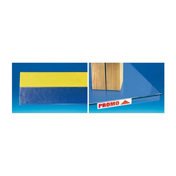 Profil porte-étiquette adhésif transparent pour devanture de rayon, largeur 20 mm et 30 mm, longueur 100 cm