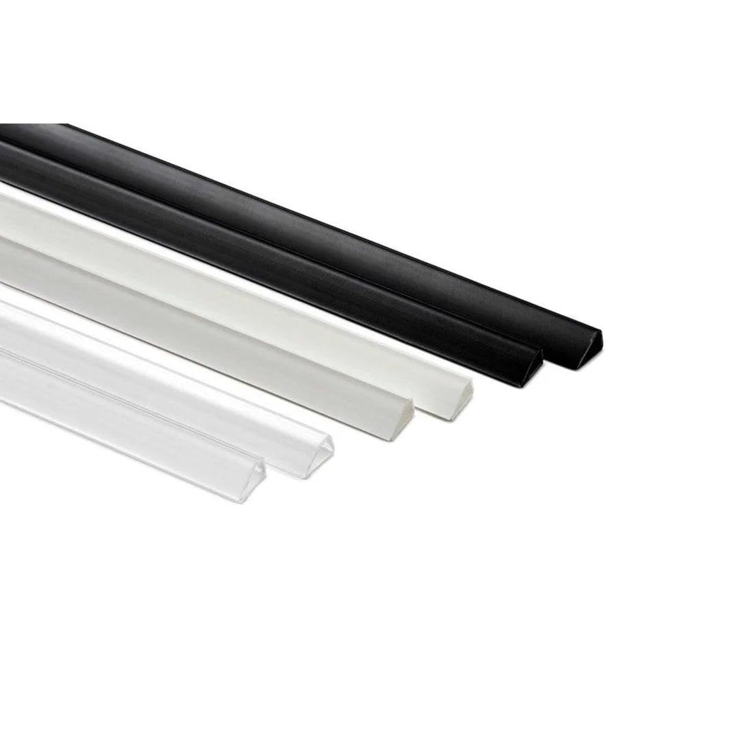 Paire de profils pinçants PVC pour affiche papier, disponibles en transparent, noir et blanc