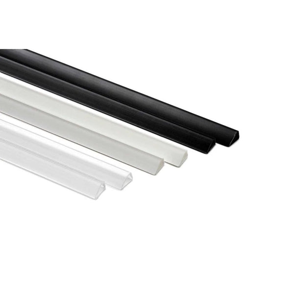 Paire de profils pinçants PVC pour affiche papier, disponibles en transparent, noir et blanc