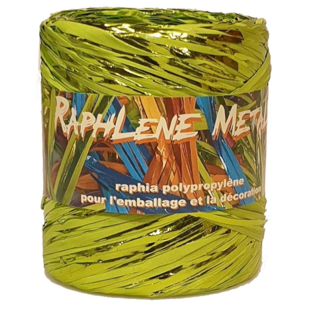 Raphia métallisé anis polypropylène 12,5 mm x 200 m – bobine pour fleuriste et commerce