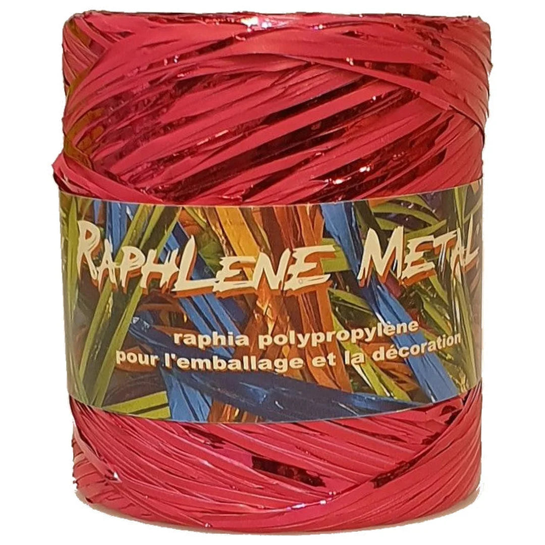Raphia métallisé azalée polypropylène 12,5 mm x 200 m – bobine pour fleuriste et boutique