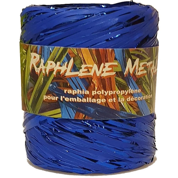 Raphia métallisé bleu polypropylène 12,5 mm x 200 m – accessoire emballage cadeau