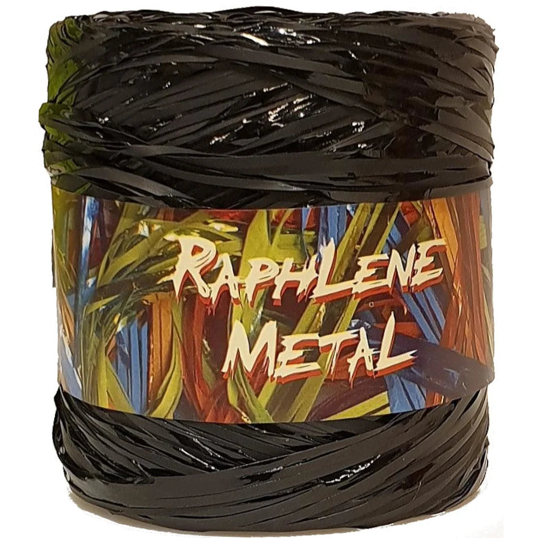 Raphia métallisé noir polypropylène 12,5 mm x 200 m – bobine ruban cadeau professionnel