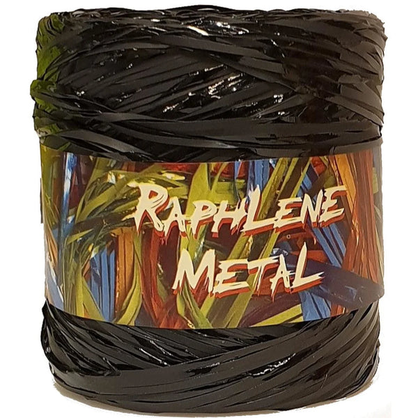 Raphia métallisé noir polypropylène 12,5 mm x 200 m – bobine ruban cadeau professionnel
