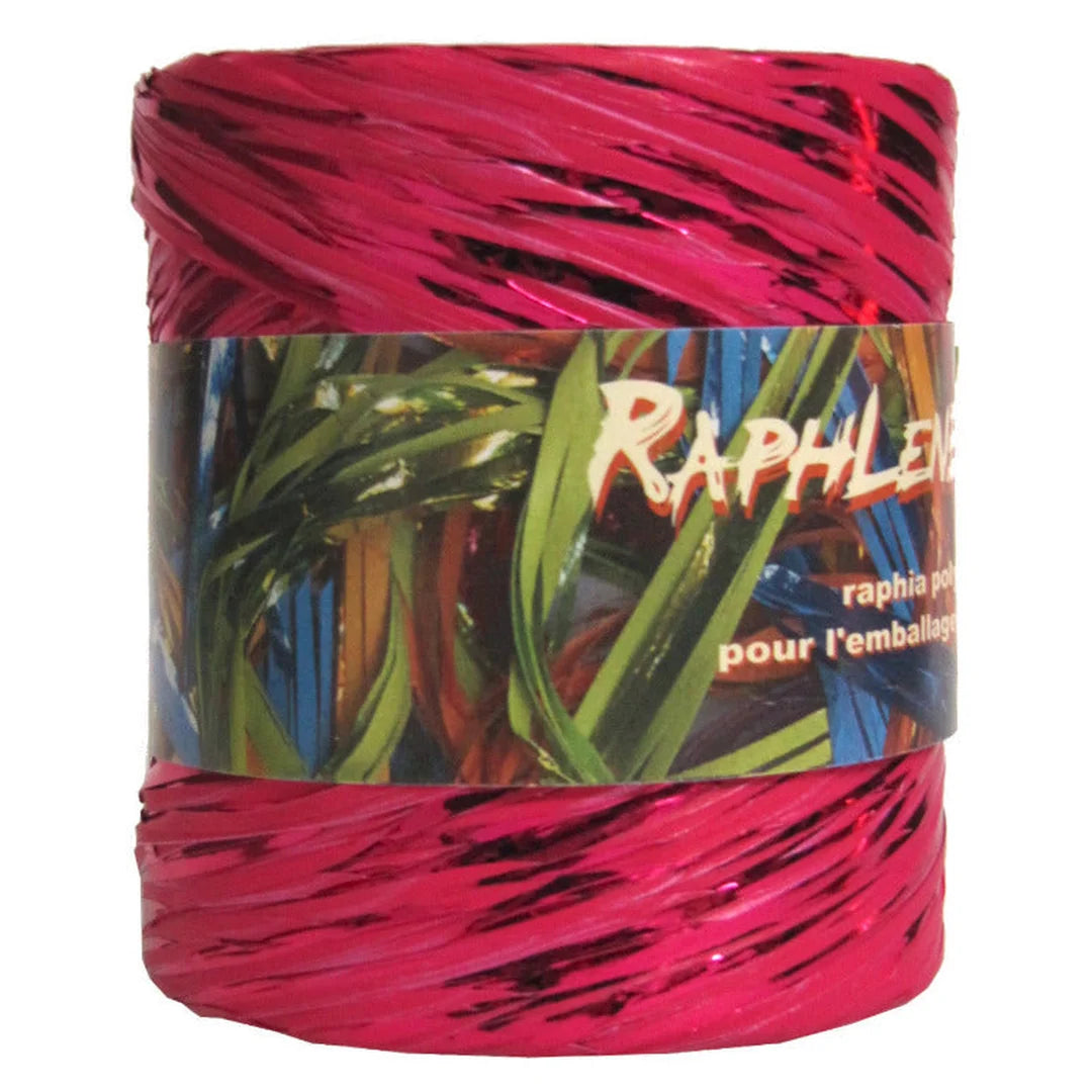 Raphia métallisé rose polypropylène 12,5 mm x 200 m – ruban cadeau professionnel