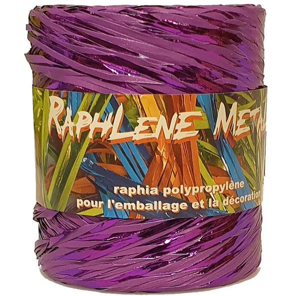 Raphia métallisé violet polypropylène 12,5 mm x 200 m – bobine emballage professionnel