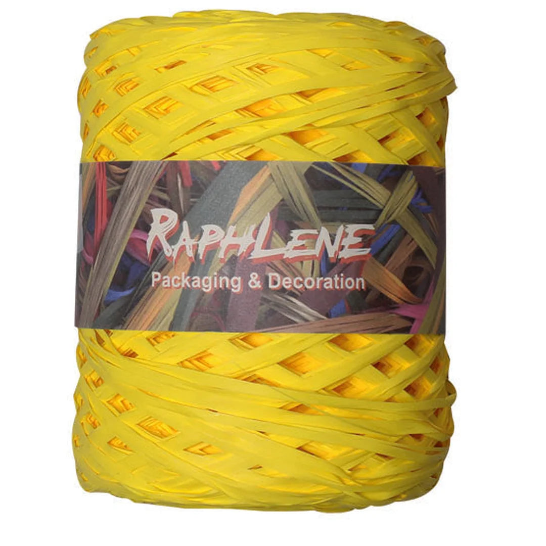 Raphia polypropylène mat 200 m coloris Citron — bobine professionnelle