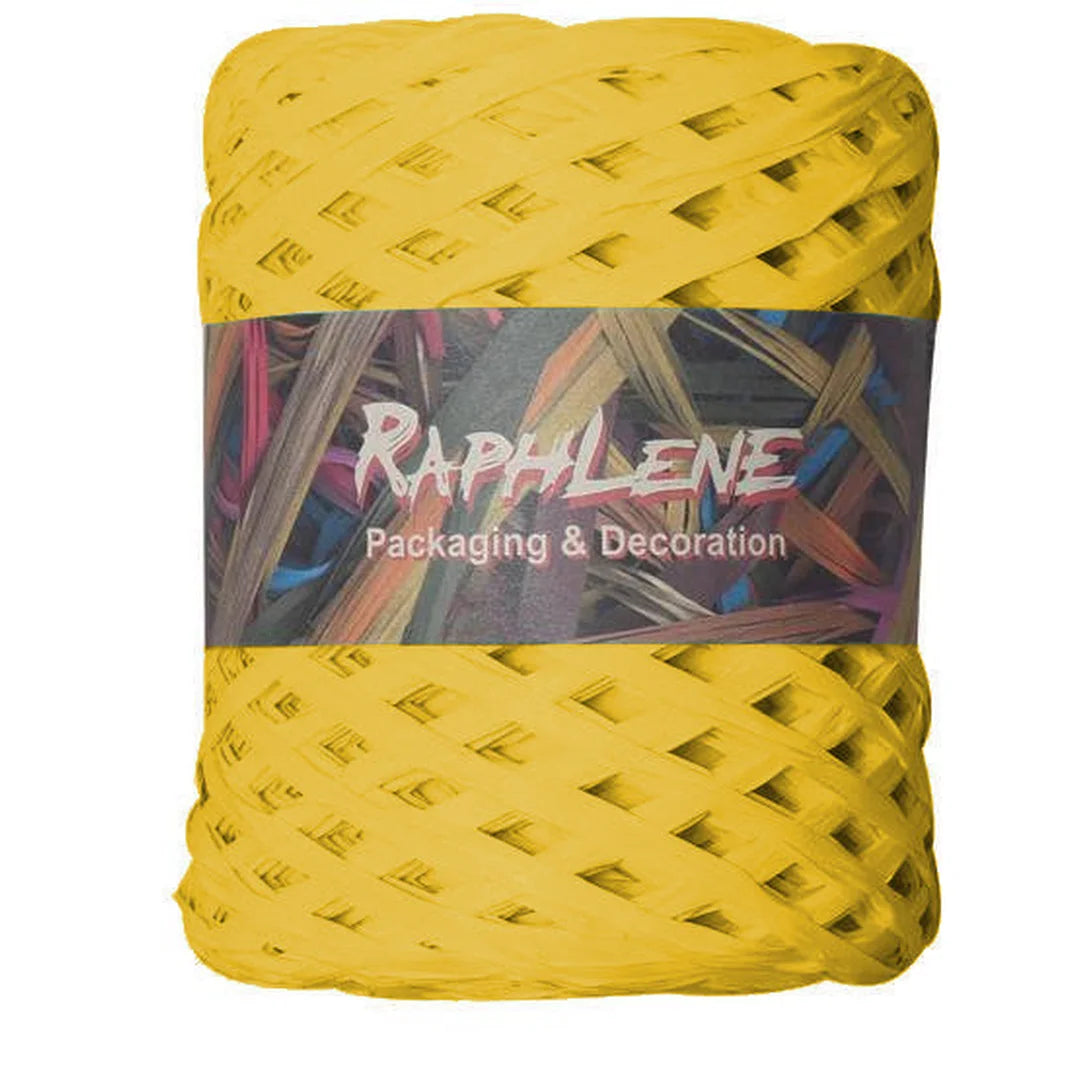 Raphia polypropylène mat 200 m coloris Moutarde — bobine professionnelle