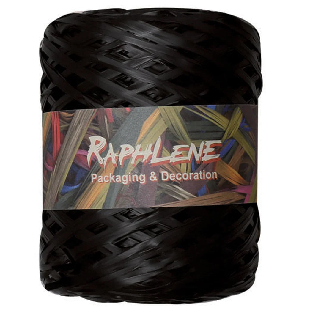 Raphia polypropylène mat 200 m coloris Noir Corbeau — bobine professionnelle