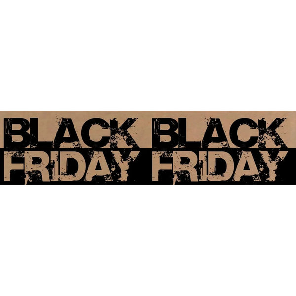 Rouleau banderole Black Friday 15 cm × 10 m posé en vitrine et rayon promotionnel