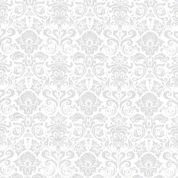 Rouleau papier cadeau motif baroque gris sur fond blanc, papier couché 80g, 0,7x100m