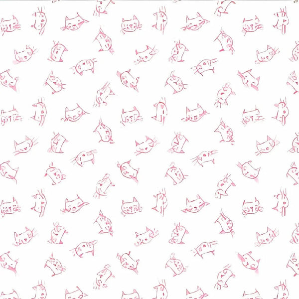 Rouleau papier cadeau motif chats sur fond blanc, papier couché 90 g/m², 70 cm x 100 m