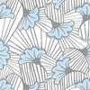 Rouleau papier cadeau motif fleurs bleu et gris sur blanc extra-résistant 80g, 0,7x100m