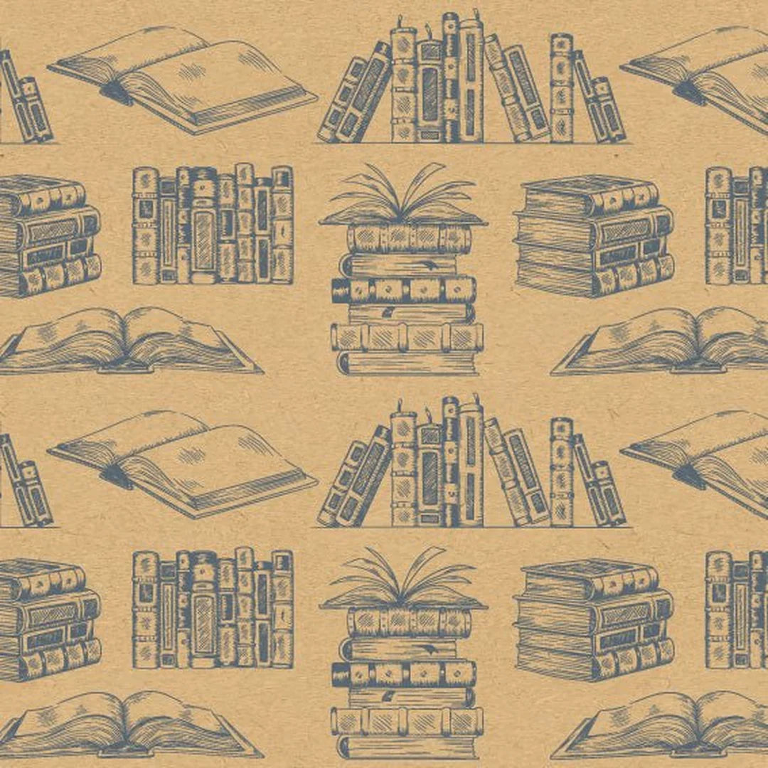 Rouleau papier cadeau kraft brun motif livre bleu 50 m pour librairie et boutique cadeaux