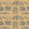 Rouleau papier cadeau kraft brun motif livre bleu 50 m pour librairie et boutique cadeaux