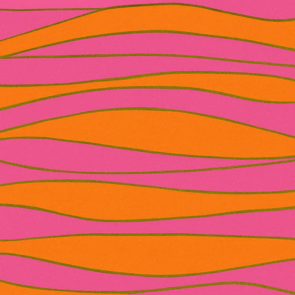 Rouleau papier cadeau lignes vagues orange et rose, papier couché, 0,7x100m, emballage magasin