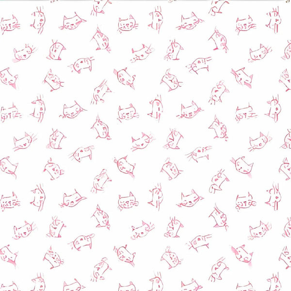 Rouleau de papier cadeau motifs chats rose, 0,7 x 100 m, en papier couché 60/90 g recyclable, idéal pour boutiques cadeaux, jouets et papeteries.