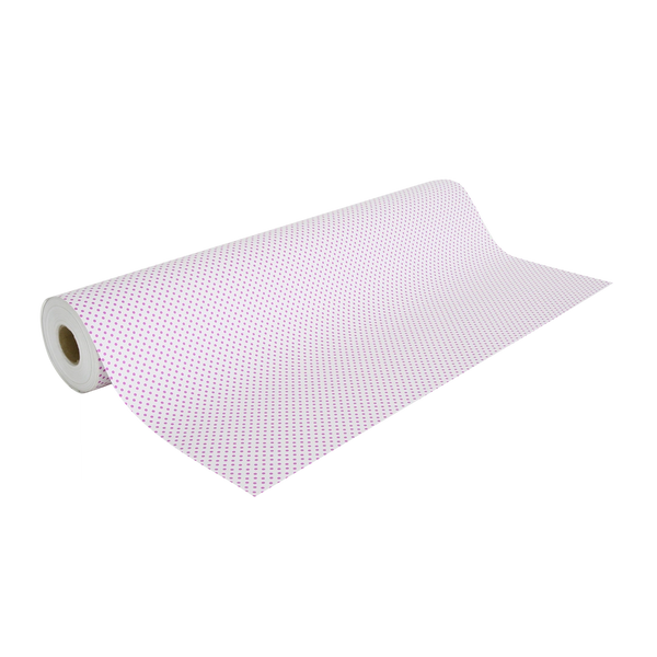 Rouleau de papier cadeau à pois rose, 0,7 x 100 m, en papier couché 60/90 g recyclable, idéal pour boutiques cadeaux, jouets et papeteries.