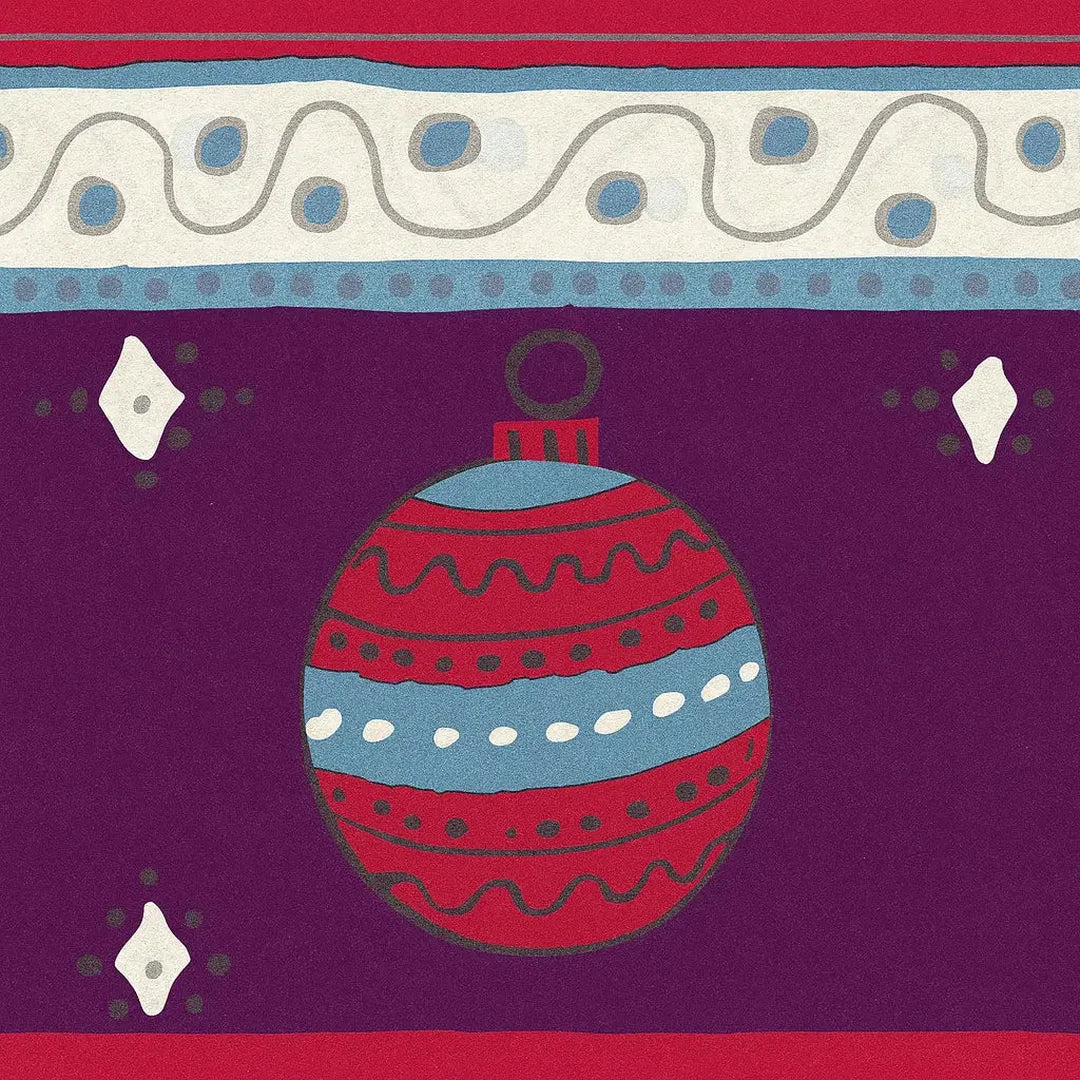 Rouleau papier cadeau Noël motif boules de Noël bleu rose violet blanc sur couché 60 g – 0,7 x 100 m