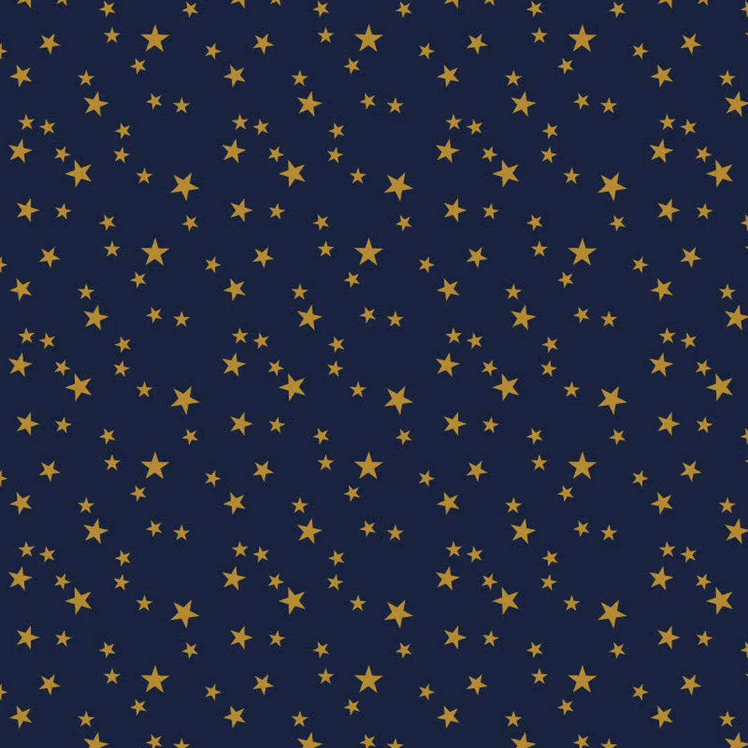 Rouleau papier cadeau Noël motif étoiles dorées sur fond bleu foncé couché extra-résistant 80 g – 0,7 x 100 m
