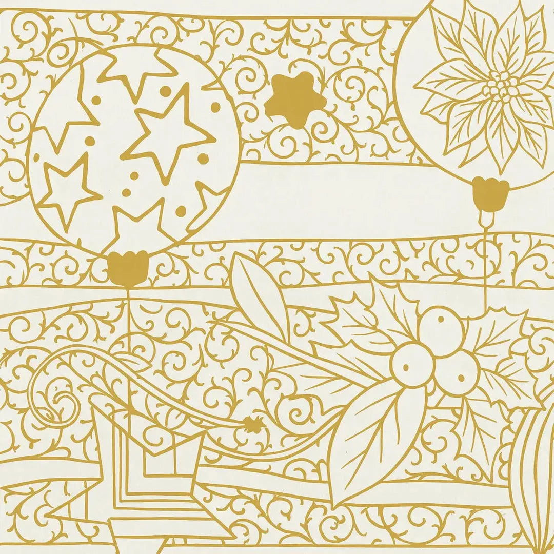 Rouleau papier cadeau Noël motifs dorés sur fond blanc couché 80 g – 0,7 x 100 m