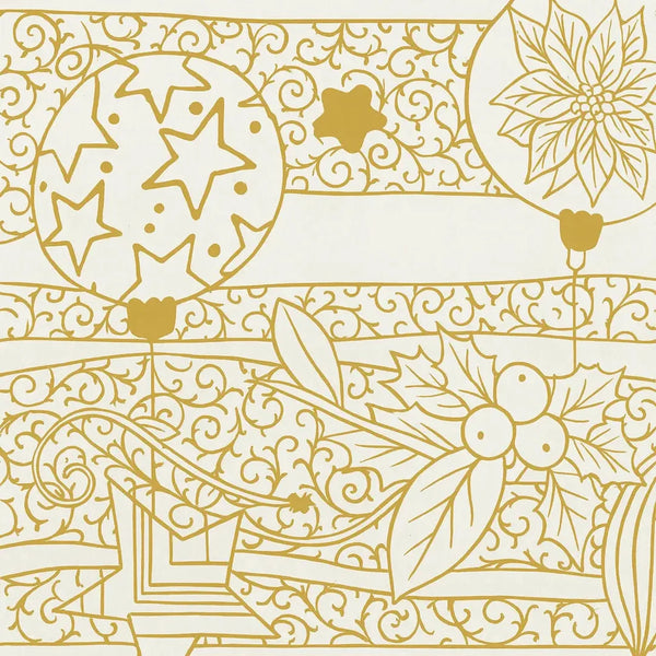 Rouleau papier cadeau Noël motifs dorés sur fond blanc couché 80 g – 0,7 x 100 m