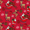Rouleau papier cadeau Noël motif Père Noël et rennes sur fond couché rouge 60 g – 0,7 x 100 m
