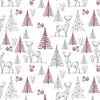 Rouleau papier cadeau Noël motif sapins et cerfs rouge et gris sur fond couché extra-résistant blanc 80 g – 0,7 x 100 m
