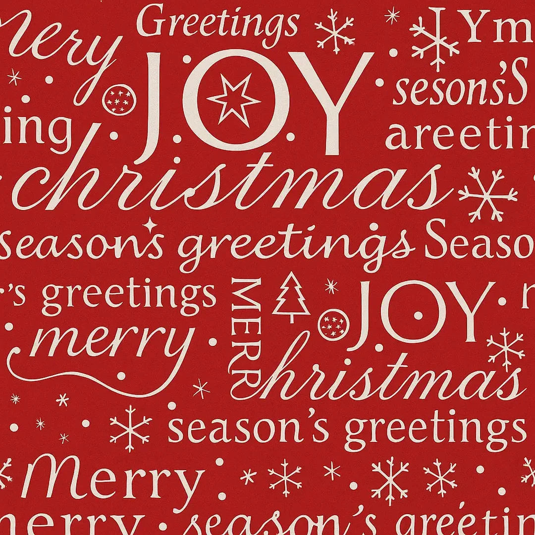 Rouleau papier cadeau Noël texte Merry Christmas blanc sur fond rouge couché 60 g – 0,7 x 100 m