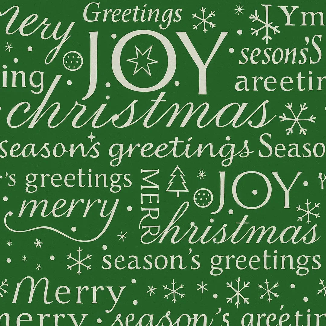 Rouleau papier cadeau Noël texte Merry Christmas blanc sur fond vert couché 60 g – 0,7 x 100 m