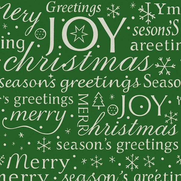 Rouleau papier cadeau Noël texte Merry Christmas blanc sur fond vert couché 60 g – 0,7 x 100 m