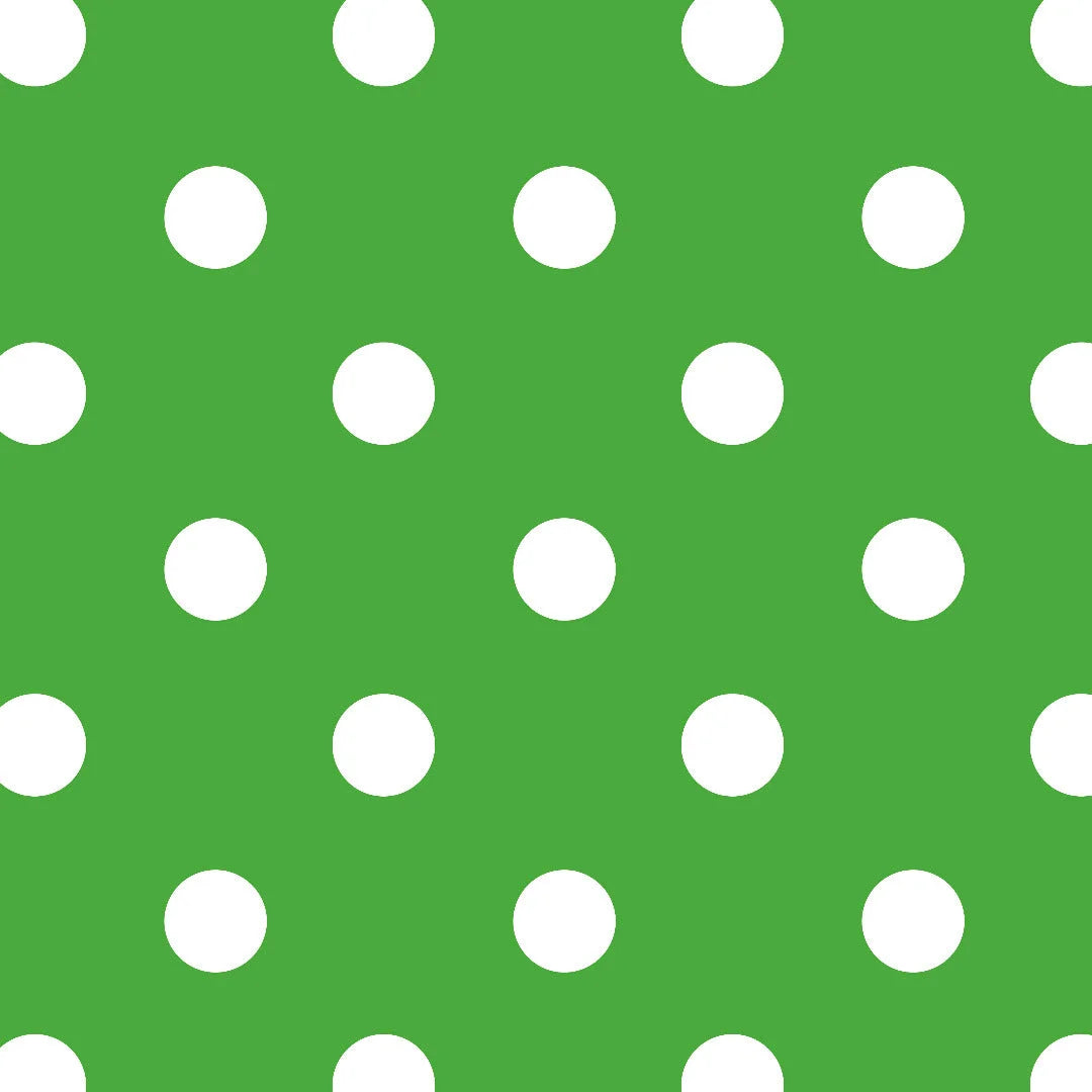 Rouleau papier cadeau pois blancs sur fond vert, papier couché, 0,7x100m, commerce de détail