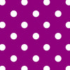 Rouleau de papier cadeau motifs pois blanc sur fond violet, en papier couché 60/90 g recyclable, dimensions 0,7 x 100 m ou 50 m, idéal pour emballages cadeaux professionnels.