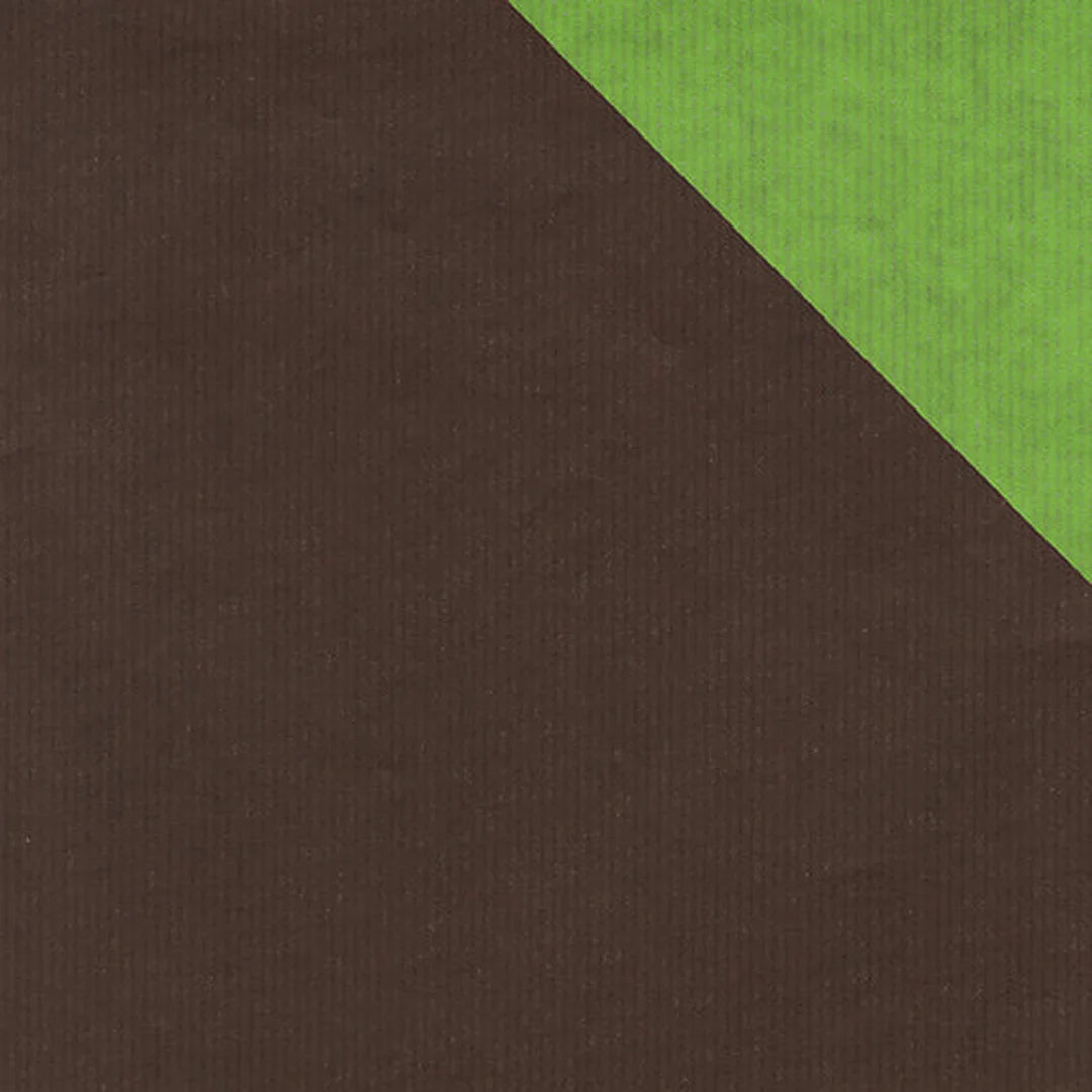 Rouleau papier cadeau recto-verso brun et vert clair sur kraft blanc, 0,7 x 100 m – DittaDisplay