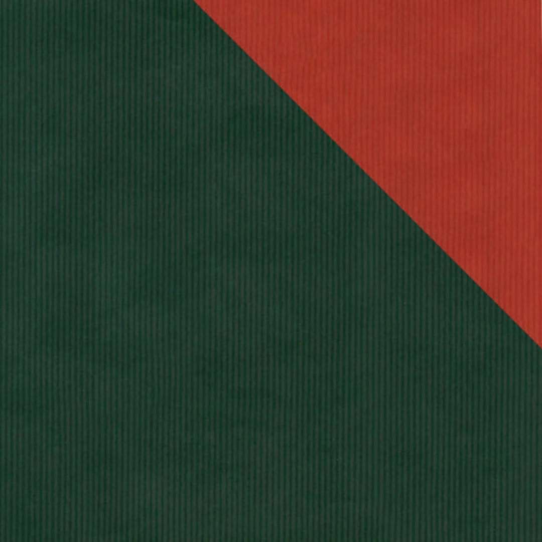 Rouleau papier cadeau recto-verso vert foncé et rouge sur kraft brun, 0,7 x 100 m – DittaDisplay