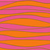 Rouleau de papier cadeau motifs vagues rose-orange-or, en papier couché 60/90 g recyclable, dimensions 0,7 x 100 m ou 50 m, idéal pour emballages cadeaux professionnels.