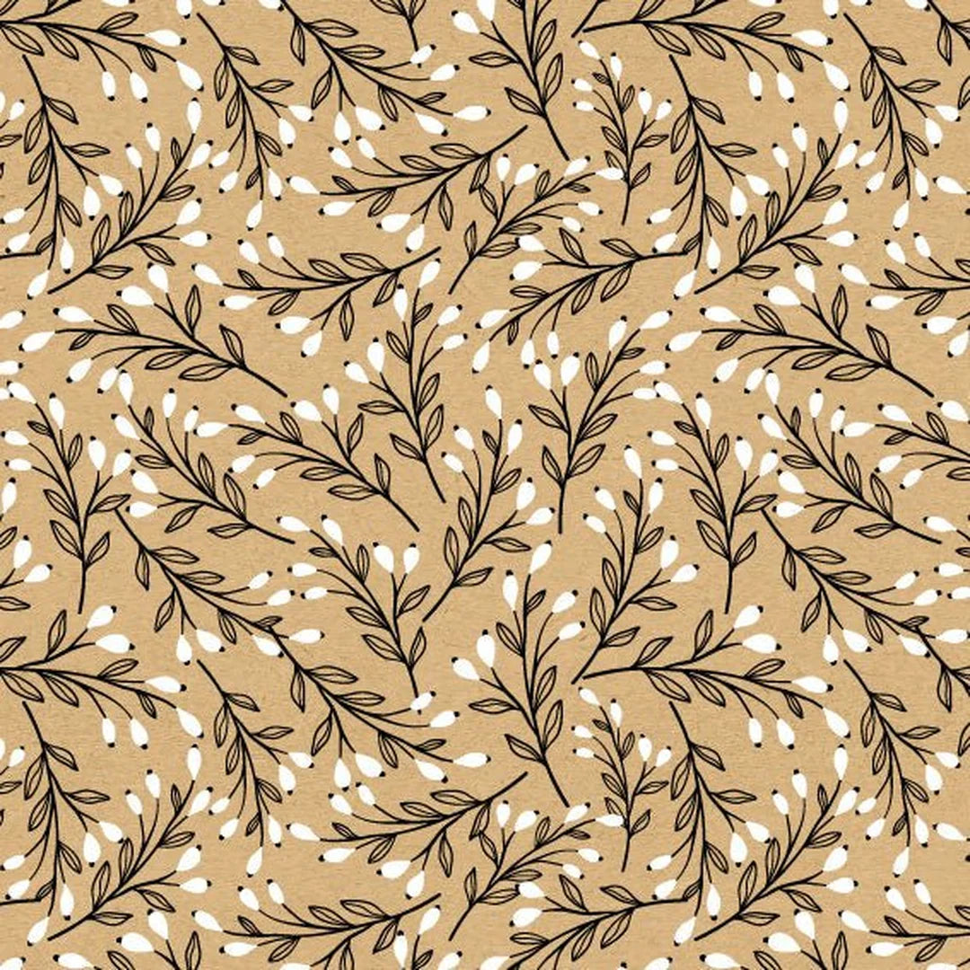 Rouleau papier kraft brun motif floral bourgeons pour emballage boutique, 70 cm × 100 m