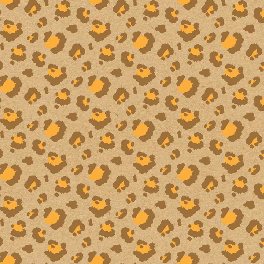 Rouleau papier kraft brun motif léopard, lisse 70 g/m², emballage tendance pour boutiques de mode