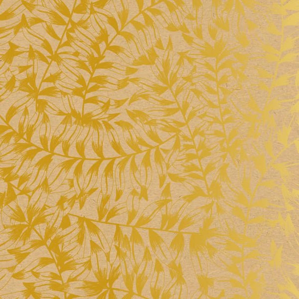 Rouleau papier kraft brun motif nature sauvage or, lisse recyclable, emballage premium boutique