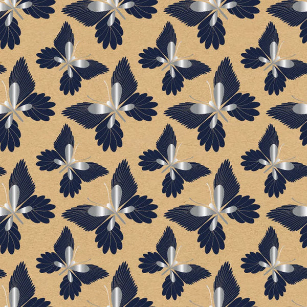 Rouleau papier cadeau kraft brun motif papillons, lisse 70 g/m², 100 m, pour commerce de détail