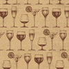 Rouleau papier kraft brun motif verres à pied, lisse, emballage professionnel caviste et épicerie fine