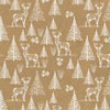 Rouleau papier kraft cadeau Noël motif sapins et cerfs blancs sur fond brun vergé 60 g – 0,7 x 100 m