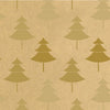 Rouleau papier kraft cadeau Noël motif sapins dorés sur fond brun vergé 60 g – 0,7 x 100 m