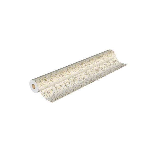 Rouleau polypropylène imprimé, motifs décoratifs cœur or, largeur 70 cm et longueur 100 m, idéal pour emballage fleurs, chocolats, cadeaux et paniers garnis.