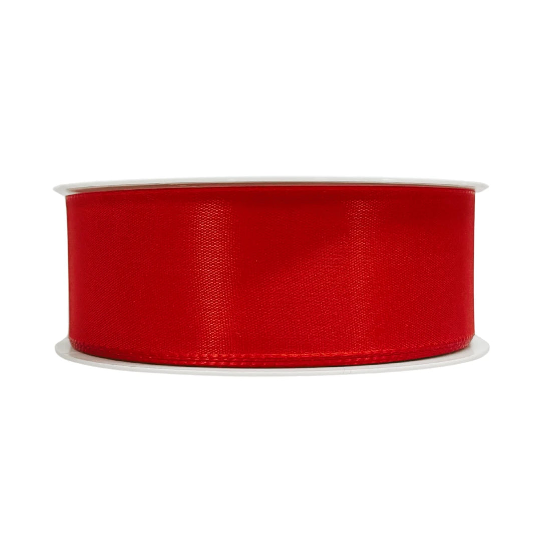 ruban taffetas rouge en bobine de 50 m, 4 largeurs (8 / 15 / 25 / 40 mm). Idéal pour emballage décoratif, boutique, événements