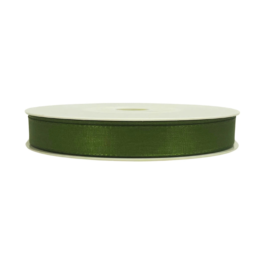 ruban taffetas vert mousse en bobine de 50 m, 4 largeurs (8 / 15 / 25 / 40 mm). Idéal pour emballage décoratif, boutique, événements